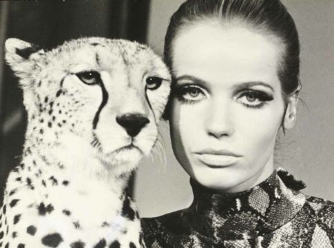 Franco Rubartelli, Veruschka head to head with a cheetah (1967) - Vogue ©Condé Nast